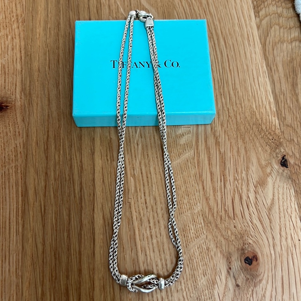 Classic Tiffany double love knot 17” sterling silver necklace